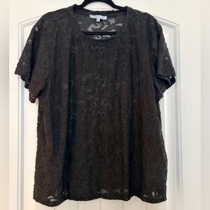 Rose & Olive Black Short Sleeve Top